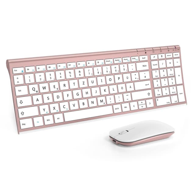 Seenda WGJP-031B Tastatur Maus Set Kabellos - Weiß & Rosa Weiß und Rotgold 🌟
