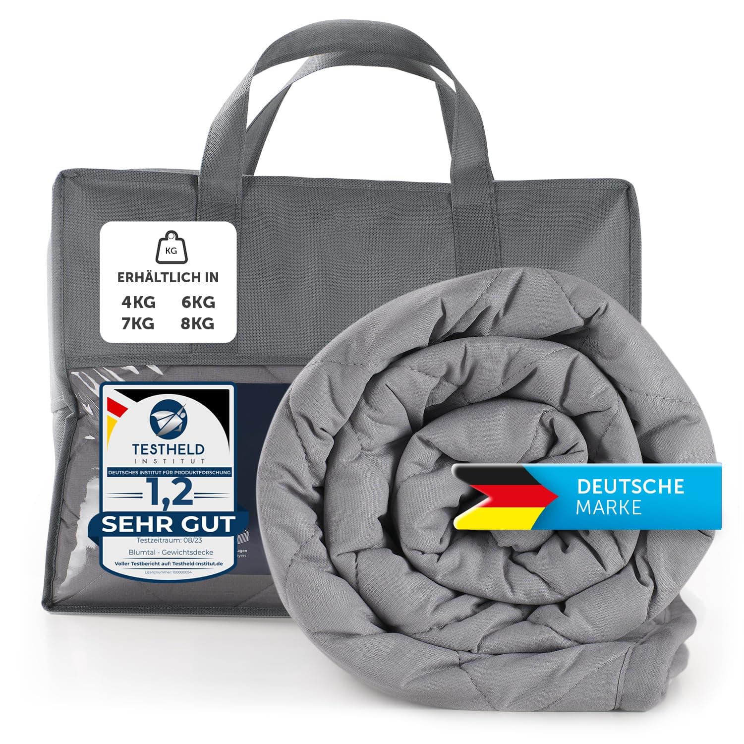Blumtal Gewichtsdecke 135x200 cm 🛌😴 - Entspannungsdecke aus 100% Baumwolle - 6kg Therapiedecke mit Glasperlenfüllung - Anti-Stress Gewichtsdecke
