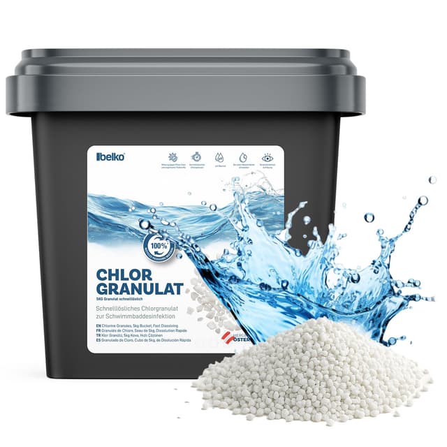 Belko® Chlorgranulat für Pool 5kg - Schnelle Desinfektion und kristallklares Wasser 🏊‍♂️