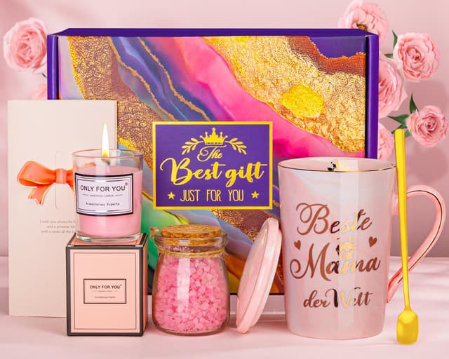 Geburtstagsgeschenk für Mama - Rosa Mama Tasse und Spa Set Geschenkset