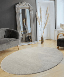 🌟 Entspannen Sie mit Stil! 🌟 Moderner Flauschiger Kurzflor Teppich in Felloptik - Grau, 140 x 200 cm Oval