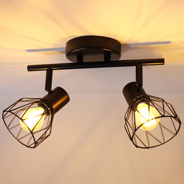 Dehobo Led Deckenstrahler Schwenkbar 350°, Deckenleuchte E14 2 Flammig Schwarz