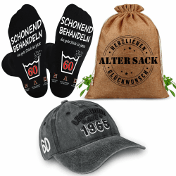 TUZELIYA Geburtstag Geschenke für Männer - 3 in 1 Alter Sack Geschenkset 🎁🧦🧢