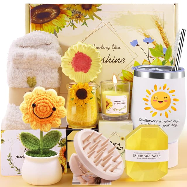 LIVEHITOP Geschenke für Frauen - Sonnenblume Geburtstagsgeschenk - 10PCS Geschenkset