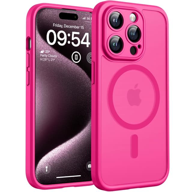 📱🔥 TOCOL iPhone 15 Pro Max Hülle für Magsafe - Heißes Rosa - Stoßfest & Kratzfest