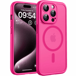 📱🔥 TOCOL iPhone 15 Pro Max Hülle für Magsafe - Heißes Rosa - Stoßfest & Kratzfest
