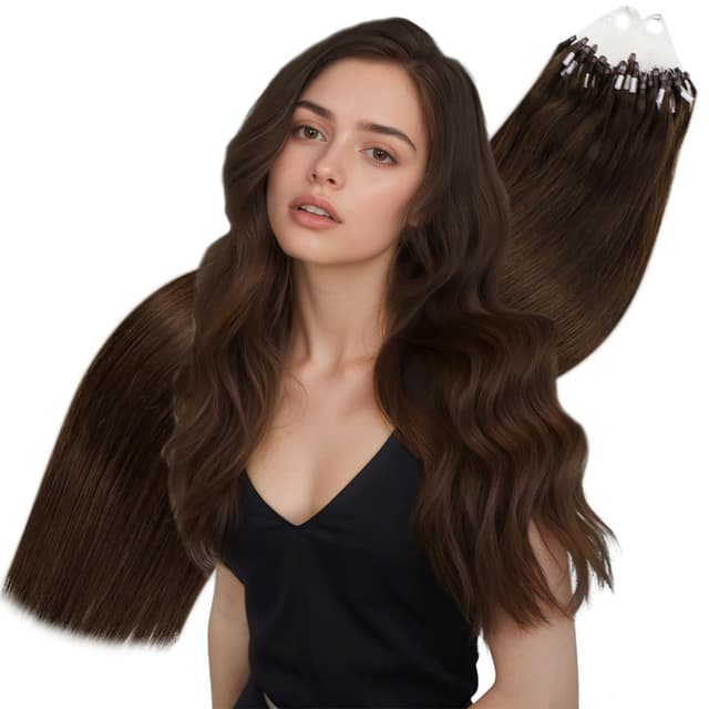 Hetto Microring Extensions Echthaar Braun 🌟 Extensions Echthaar Microring Dunkel Braun 🌿 Remy Haarverlängerung