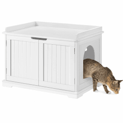 🐱 Yaheetech Katzenschrank für katzentoilette Holz Katzenhaus 75,5 x 51 x 52,5 cm, Weiß 🏠