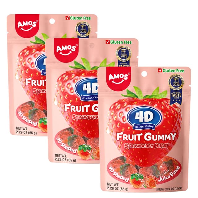 Angebot: Amos 4D Fruchtgummi Mit Erdbeeren 🍓🍬
