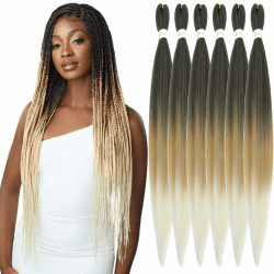 Xusuperb Pre Stretched Braiding Haare Ombre Blonde 26 Zoll Easy Braids Extensions Schwarz Blond Kanekalon Kunsthaar zum Einflechten