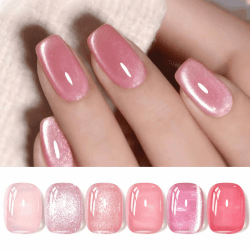 🌟 Born Pretty U V Nagellack Jelly Nude Rosa - Gel Nagellack Fantasy Rose Gemischtes Set Cat Magnetic Eye Gel Maniküre und Nagelkunst DIY zu Hause 6PCS
