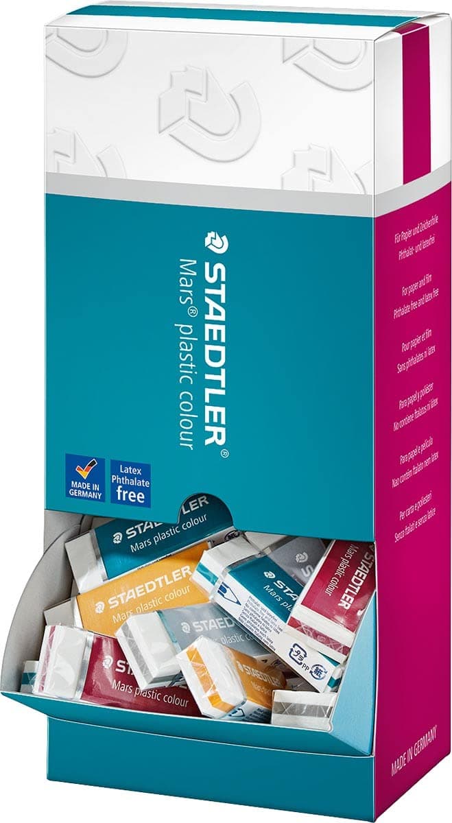 🌟 Super Deal! STAEDTLER Mars plastic colour 526 50 E1 Radierer Display mit 40 Radierern