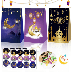 🌙 Ramadan Geschenktüten 12 Stück - Eid Mubarak Deko 🌟