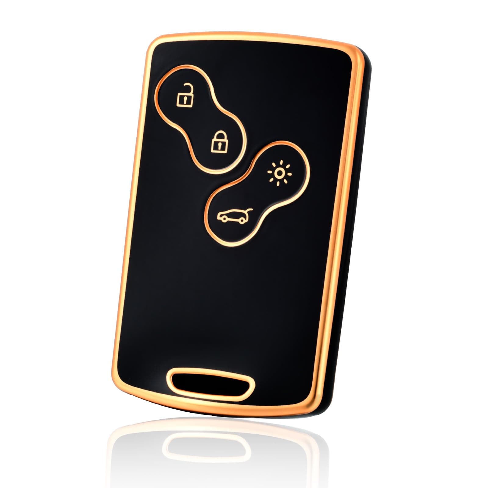 🔑 OFF WE GO Schlüsselhülle für Renault Autoschlüssel - Schwarz Gold