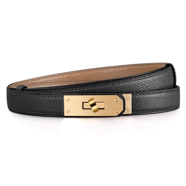 Tonsunul Gürtel Damen, Ledergürtel Damen, Metall-Drehverschluss 🌟 55-98cm Einstellbar 🌸 Belt Women Schwarz+gold