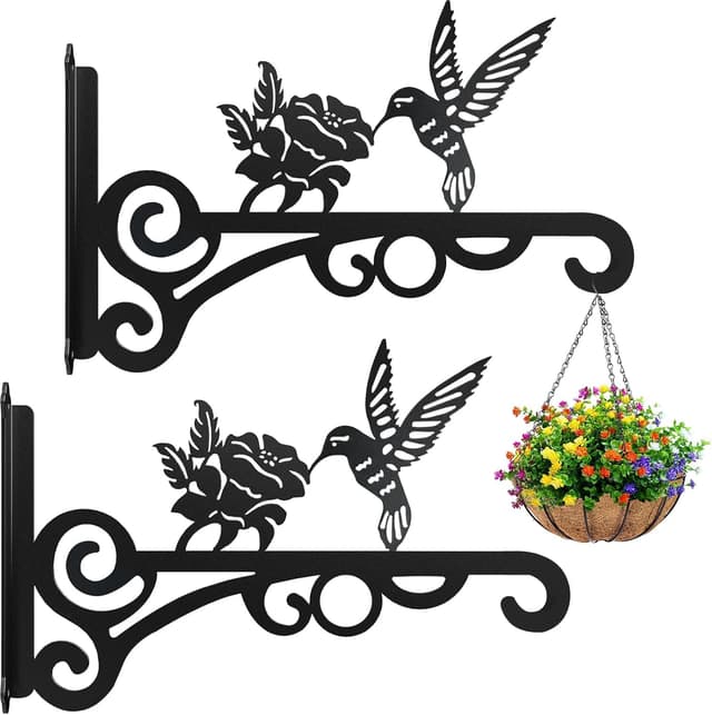 🌿 Pflanzenhaken Blumenampelhalter, 2 Stück Eisen Wandhaken, 25cm Blumenampel Vogelhäuschen Wandhalter 🌼