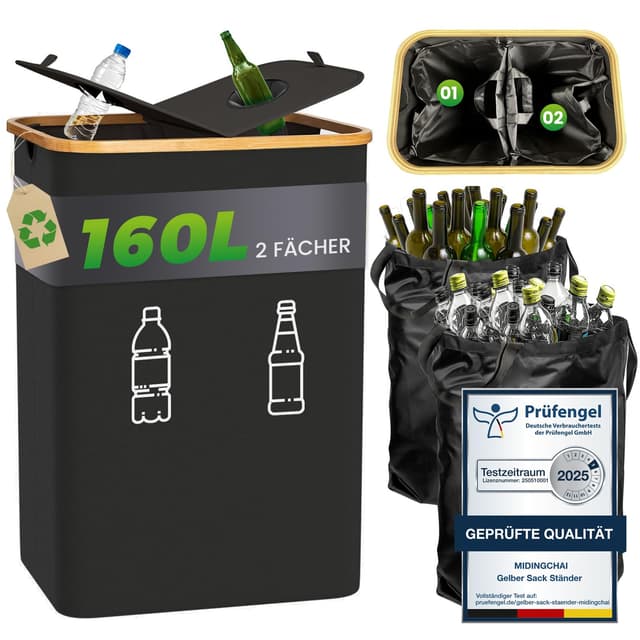 MidingChai 160L Groß Pfandflaschen Sammelbehälter 🌟