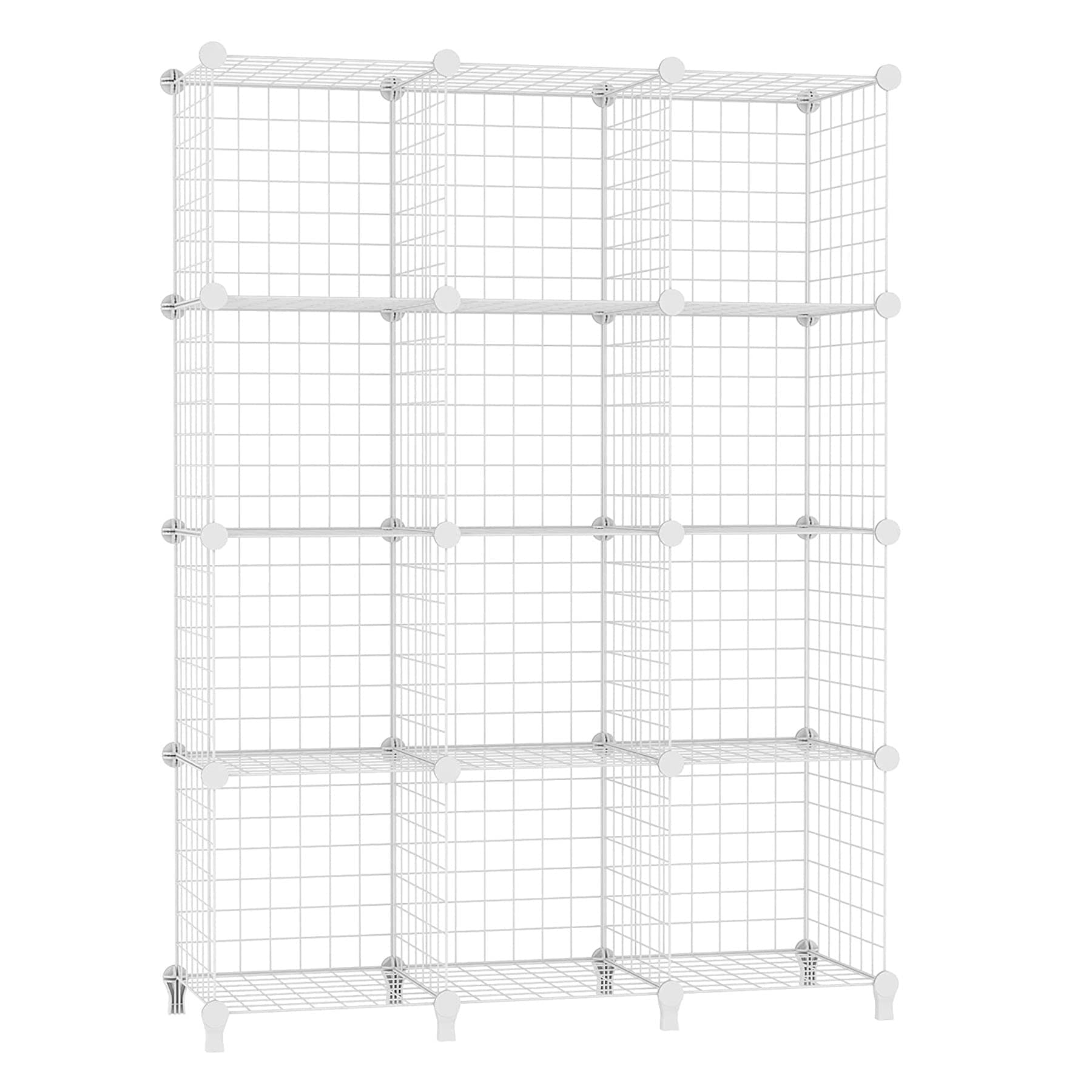 📦 AWTATOS Regal 12 Regal Drahtwürfel Stapelbarer Regal Würfel DIY Metallgitter Regal Würfelbuchregal Würfelregal Mit Türen - Große Speicherkapazität