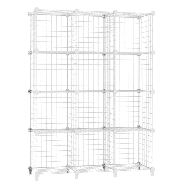 📦 AWTATOS Regal 12 Regal Drahtwürfel Stapelbarer Regal Würfel DIY Metallgitter Regal Würfelbuchregal Würfelregal Mit Türen - Große Speicherkapazität