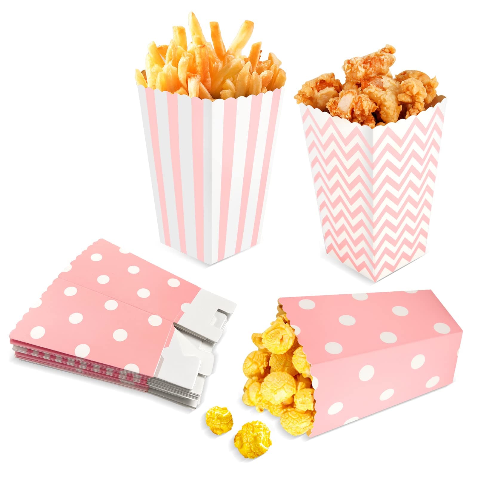 Siumir Popcorn Tüten 24 Stück, Rosa Kleine Popcorntüte Party Papiertüte