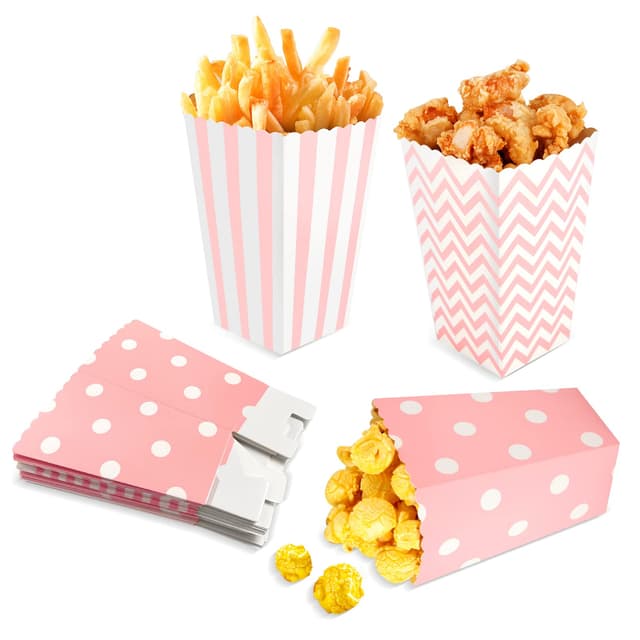 Siumir Popcorn Tüten 24 Stück, Rosa Kleine Popcorntüte Party Papiertüte