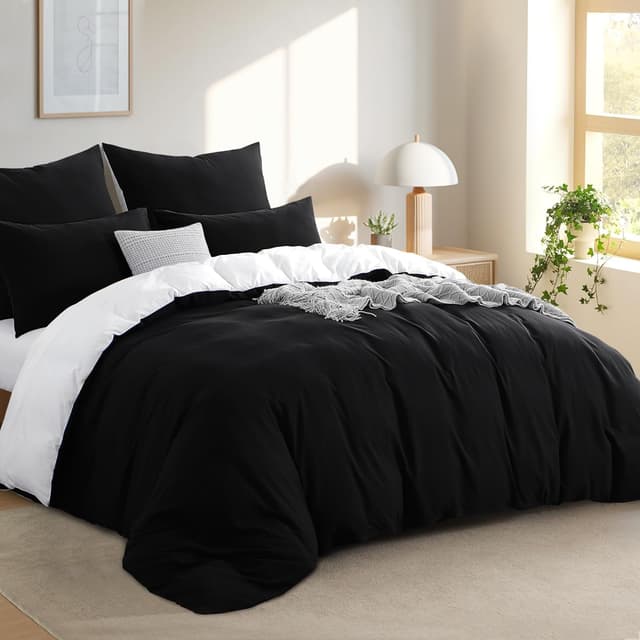 RUIKASI Bettwäsche 200x220 3teilig Schwarz Weiß - Premium Baumwollähnlich Wendebettwäsche 😴