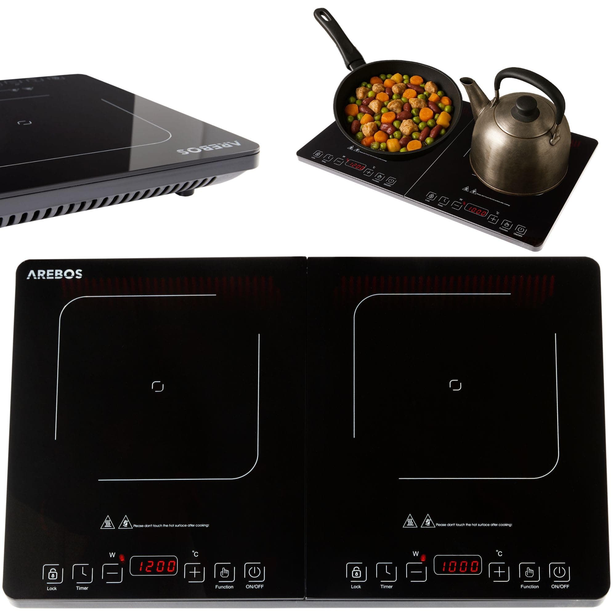 🔥 Deal: Arebos Doppel-Induktionskochplatte 3500W | 2 Kochzonen mit Touch-Display & Timer