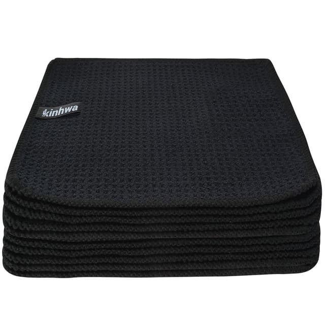 🌟 Super Saugfähige Mikrofaser Geschirrtücher - 10 Stück Schwarz 20×20cm