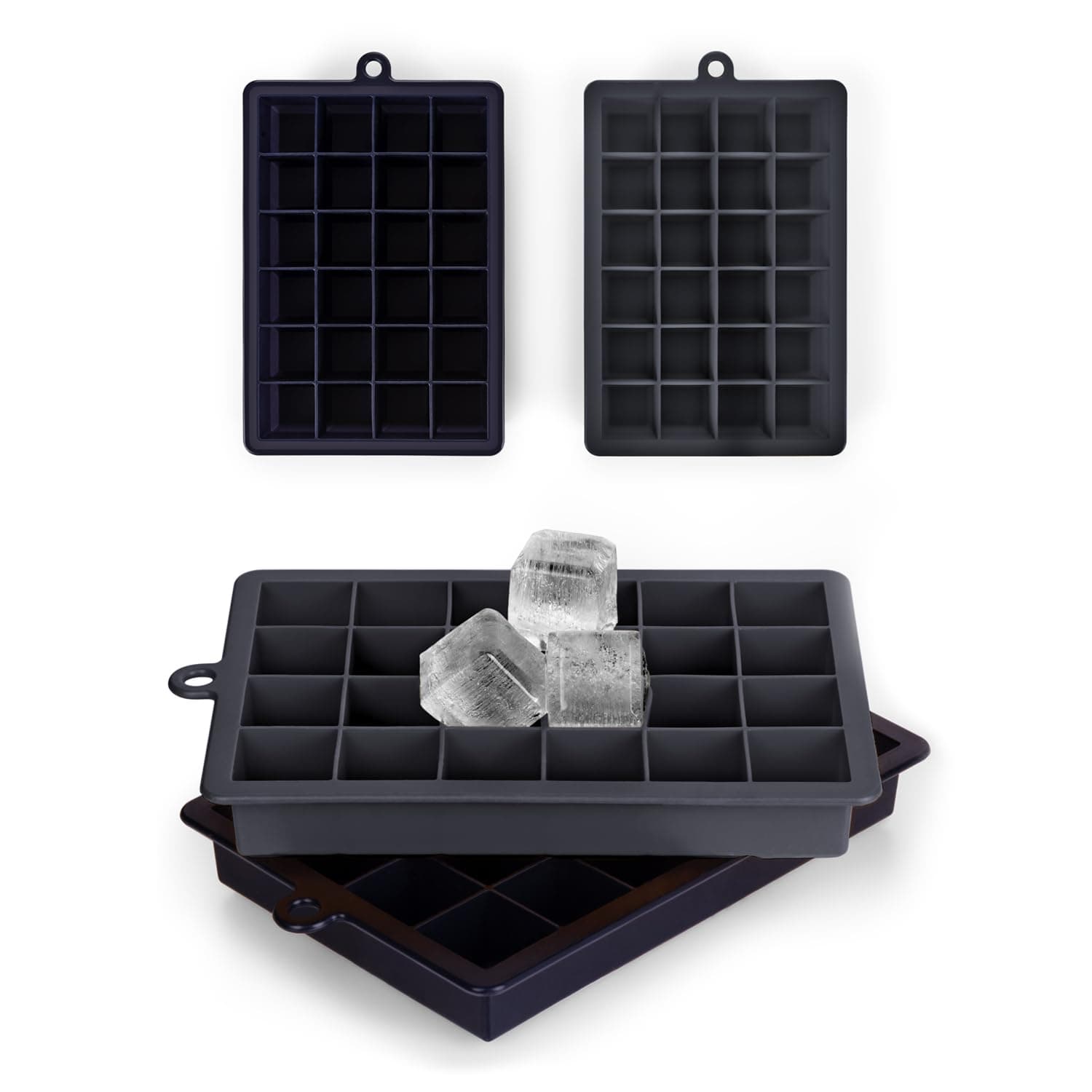 🧊🔵 Blumtal Eiswürfelformen Silikon 2x24er - Eiswürfelform - Silikon Eiswürfelform für Eiswürfel 2,6 cm - 2 x Eiswürfelformen in M 🧊🔵