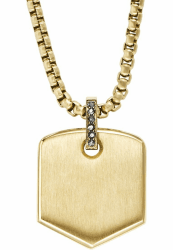 Angebot: Fossil Herren-Halskette Heritage 🌟 Edelstahl-Anhänger-Halskette Goldfarbe