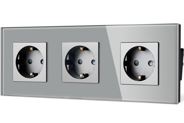 🔌 TAWOIA Schuko Steckdose,EU-Standard 3 Fach Steckdose Glas Unterputz Steckdose