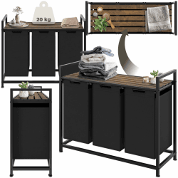 Tectake® Wäschekorb mit Deckel - Industrial Design Wäschesortierer 🧺