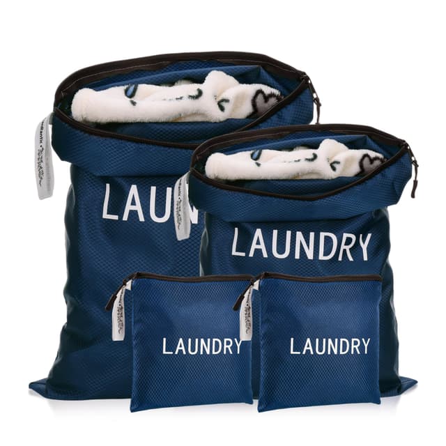 TranRantic 4 Stück Wäschesäck Reise, Wasserdichte Wäschebeutel 3 Größen (Blau) 🧳