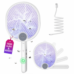 🦟🔋 WOCVRYY Elektrische Fliegenklatsche 4000V 1800mAh 3-in-1 Automatische Fliegenklatsche Type C wiederaufladbar LED mit Sicherheitsnetz - Deal