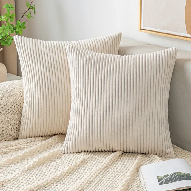 🛋️ EMEMA Kissenbezug 50x50 cm Kordsamt Kissenbezüge Dekokissen Sofakissen Cord Kissenhülle Zierkissenbezug Kord Dekorative Weiche für Sofa Wohnzimmer Schlafzimmer 2er Set Beige 50 x 50 cm, 2 Stück Beige - Angebot