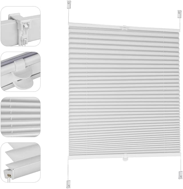 Sekey Plissee ohne Bohren Verdunkelung 80x120cm - Weiß