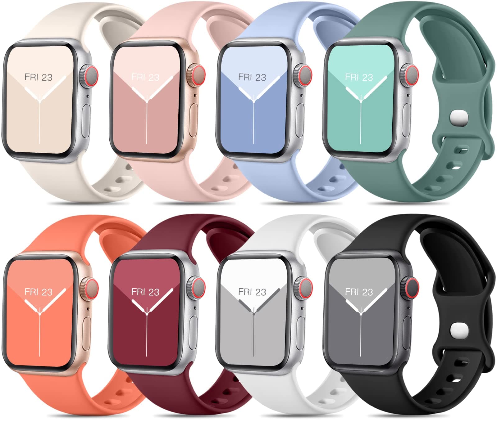 🌟 Mastten 8 Stück Sport Armbänder für Apple Watch Series 10 9 8 7 6 5 4 3 2 1 SE 🌈