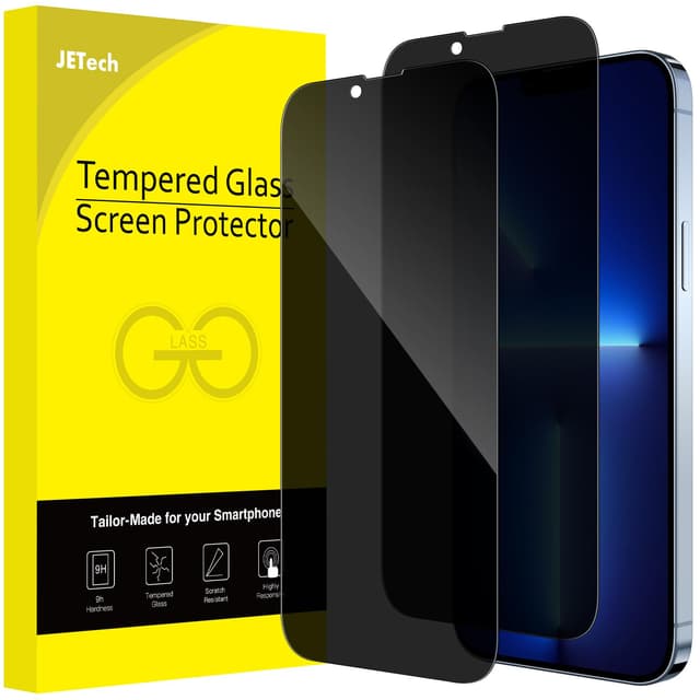📱🔒 JETech Sichtschutz Full Screen für iPhone 13 Pro Max 6,7 Zoll, Panzer schutz Anti-Spy Glas Schutzfolie, 2 Stück