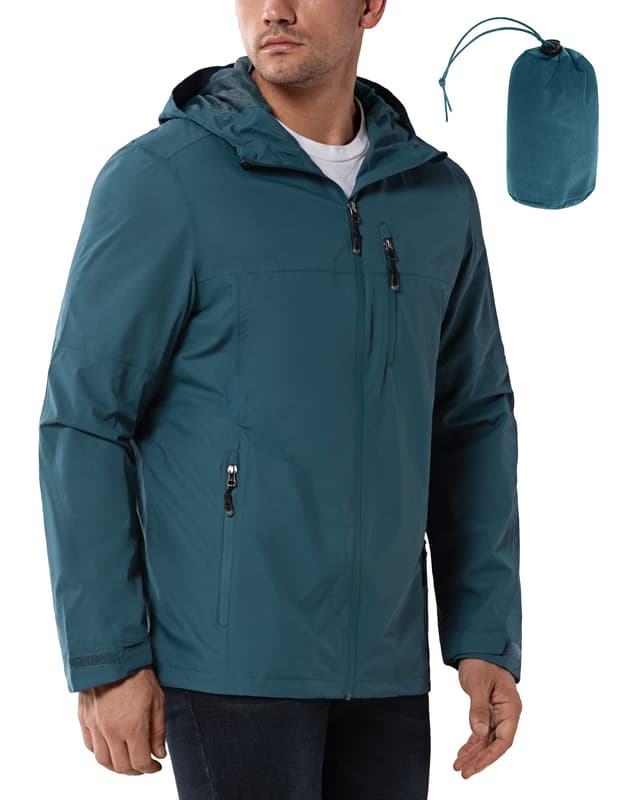 33,000ft Regenjacke Herren Wasserdicht 🌧️ Outdoorjacke Leichte Freizeitjacke Packbare Windjacke Fahrrad Regenmantel mit Kapuze XL China Blau