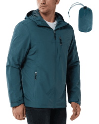 33,000ft Regenjacke Herren Wasserdicht 🌧️ Outdoorjacke Leichte Freizeitjacke Packbare Windjacke Fahrrad Regenmantel mit Kapuze XL China Blau