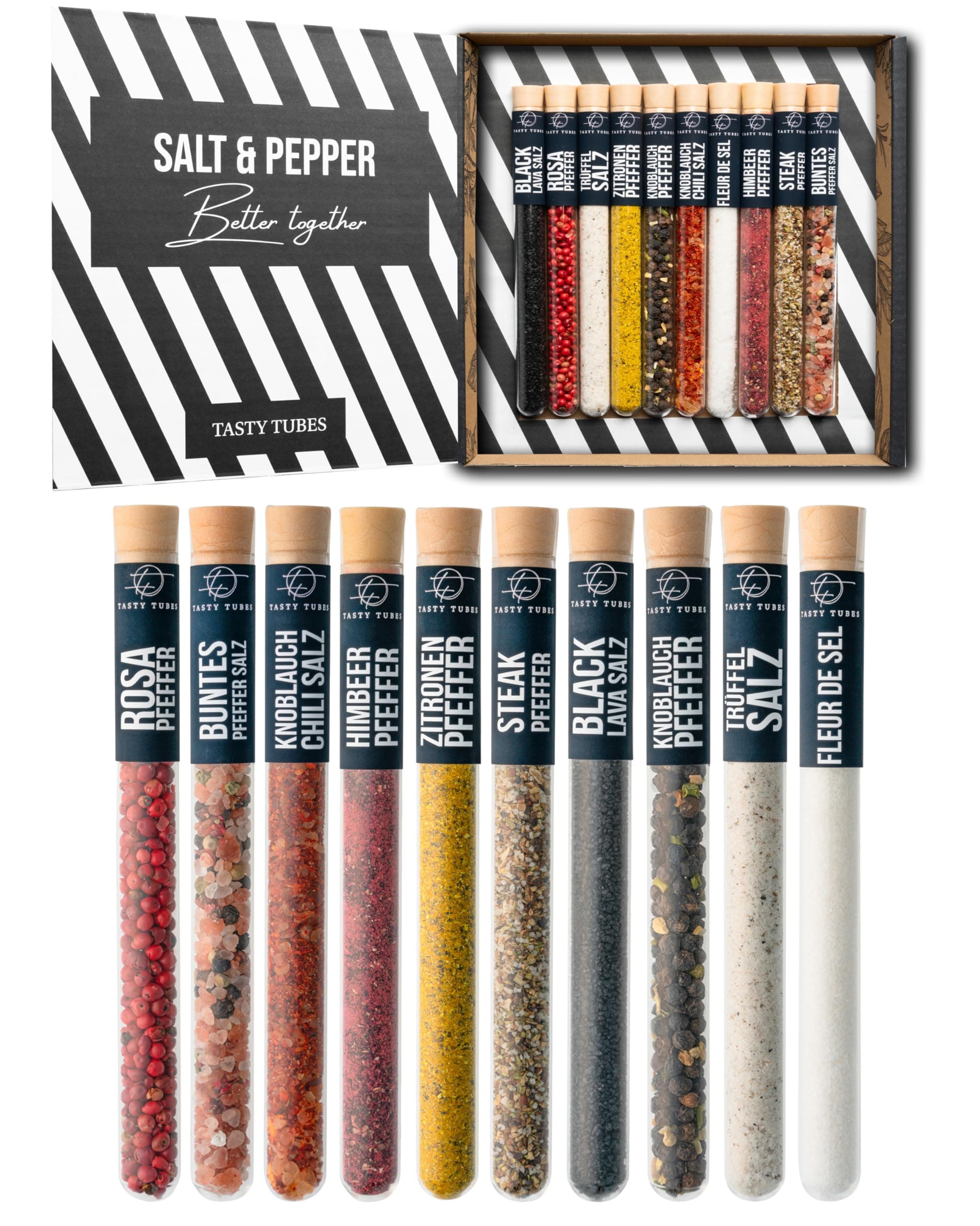 🧂🌶️ Tasty Tubes - Salt & Pepper Gewürz-Set 🎁 10 Sorten aus aller Welt
