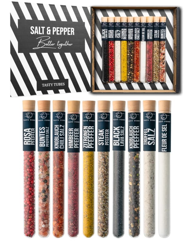 🧂🌶️ Tasty Tubes - Salt & Pepper Gewürz-Set 🎁 10 Sorten aus aller Welt