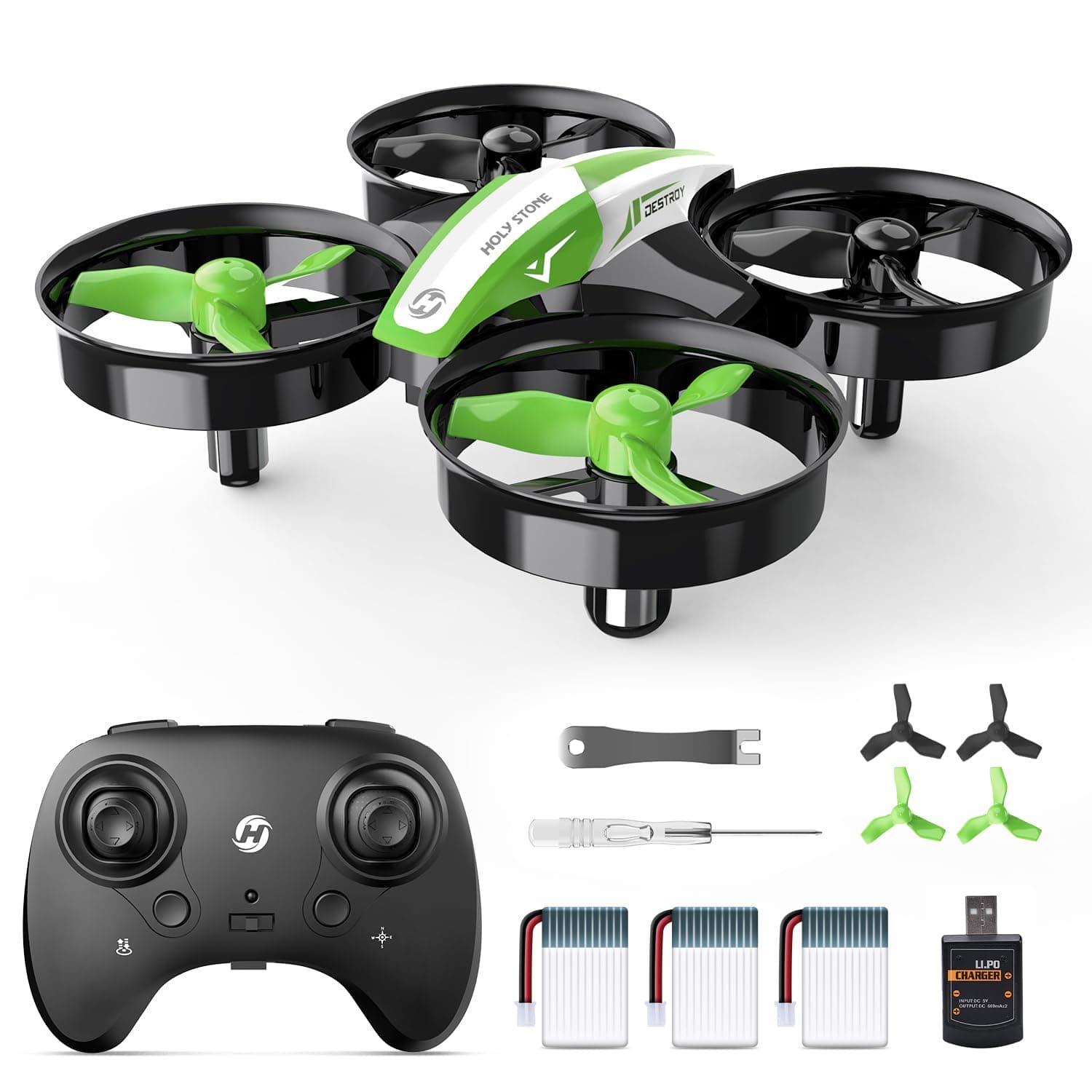 🚁 Holystone HS210 Mini Drohne für Kinder 🎮 RC Quadrocopter Helikopter Ferngesteuert mit 3 Akkus 🕒 Lange Flugzeit 21 Min. 🌀 Automatische Höhenhaltung 3D Flips Headless Modus Ideal für Anfänger Jungen, grün, C0