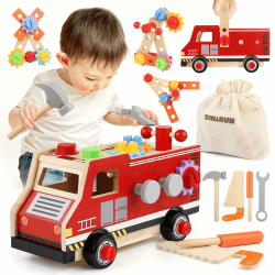🔧🔨 DINORUN Werkzeugkoffer Kinder - Montessori Spielzeug ab 2-4 Jahre (47 Stück) 🎁