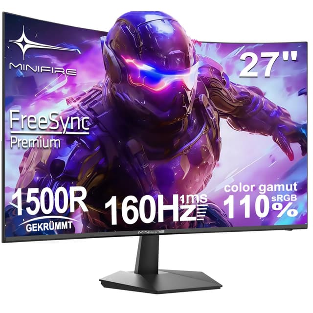 🎮 Minifire Gaming Curved Monitor 27 Zoll MFG27C1L 160Hz 1Ms 110% sRGB Monitor 1920 * 1080 VA Panel