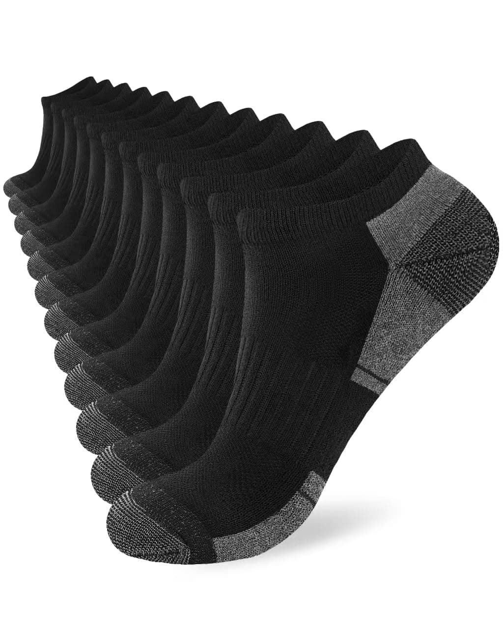 🧦 InaWarm Sneaker Socken Herren 43-46 39-42 47-50, 6 Paar Gepolsterte Sportsocken Schwarz