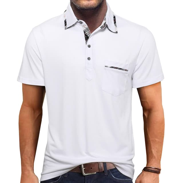 👕🏌️‍♂️ Herren Poloshirt mit Kontrastdetails - Weiß