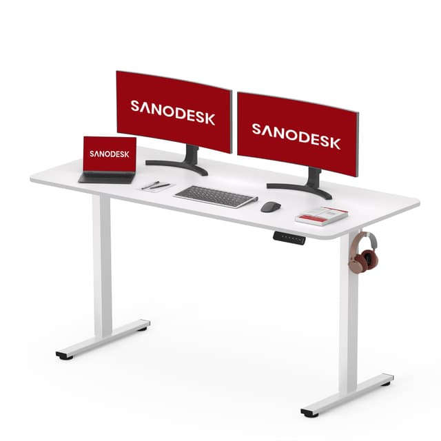 🌟 SANODESK Höhenverstellbarer Schreibtisch mit Komplett Tischplatte, Elektrischer Ergonomischer Schreibtisch 🌟
