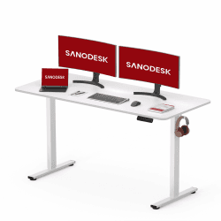 🌟 SANODESK Höhenverstellbarer Schreibtisch mit Komplett Tischplatte, Elektrischer Ergonomischer Schreibtisch 🌟