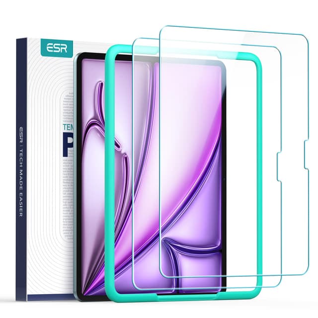 ESR 2 Stück Panzerglas für iPad Air 13 Zoll M3/M2 (7./6. Generation, 2025/2024) mit Montagerahmen